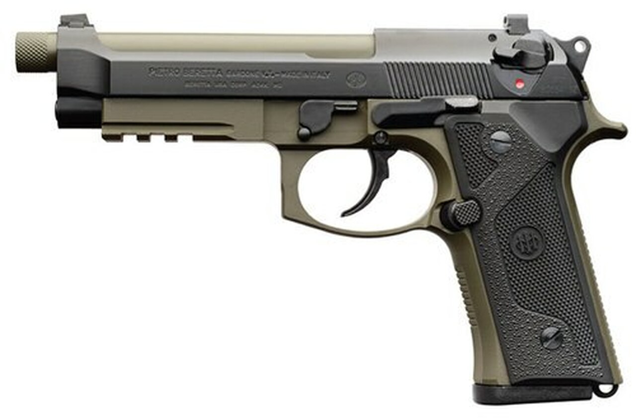 Beretta M9A3 9mm, 5.1″ Barrel, Black Slide, Green Frame, 10rd