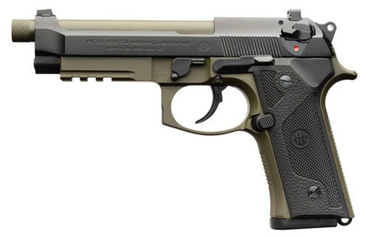 Beretta M9A3 9mm, 5.2″ Barrel, Night Sights, Decocker, OD Green/Black, 17rd