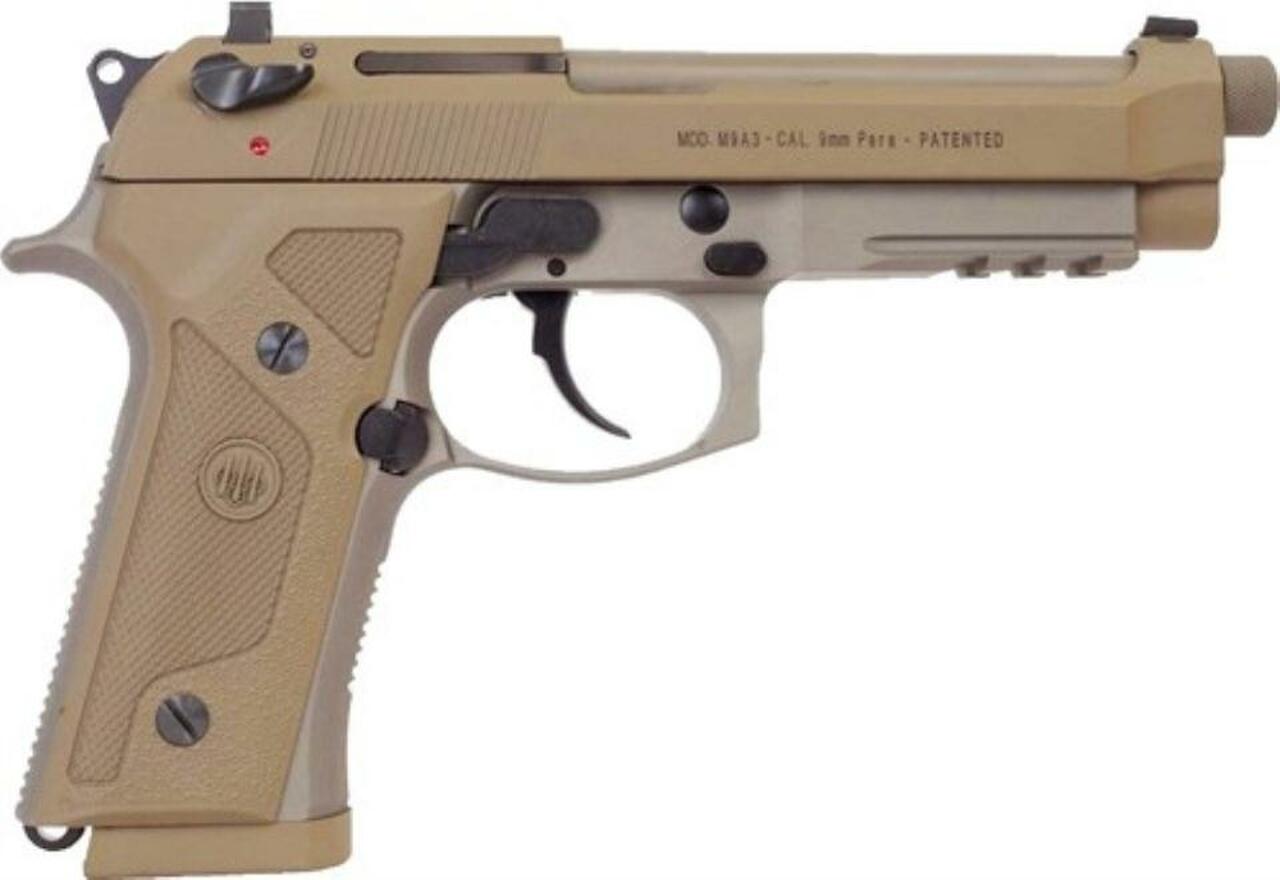 Beretta M9A3 9mm Flat Dark Earth 4.9″ Barrel Night Sights, Universal Decock Levers 3- 17 Rd Mags