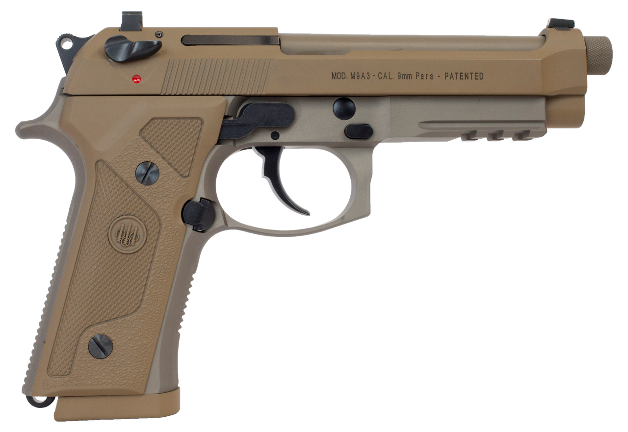 Beretta M9A3 *NY/NJ Compliant 9mm 5.10″ Barrel, Flat Dark Earth Frame Black Steel Slide, 10rd Mag