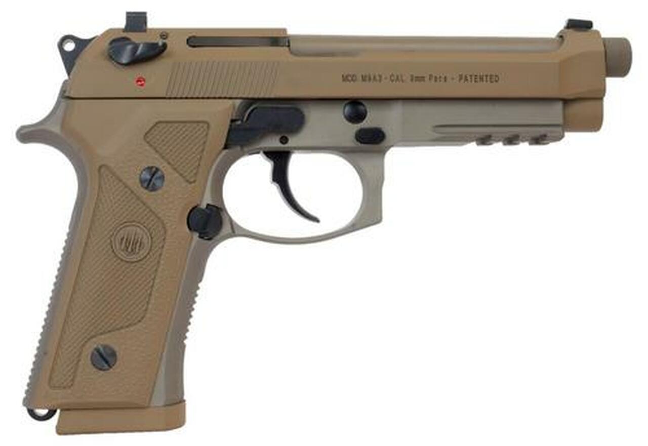 Beretta, M9A3, Semi-automatic, Full, 9mm, 5″ Threaded Barrel, Alloy Frame, Flat Dark Earth, 10Rd, 3 Mags, Ambidextrous, Tritium Night Sights