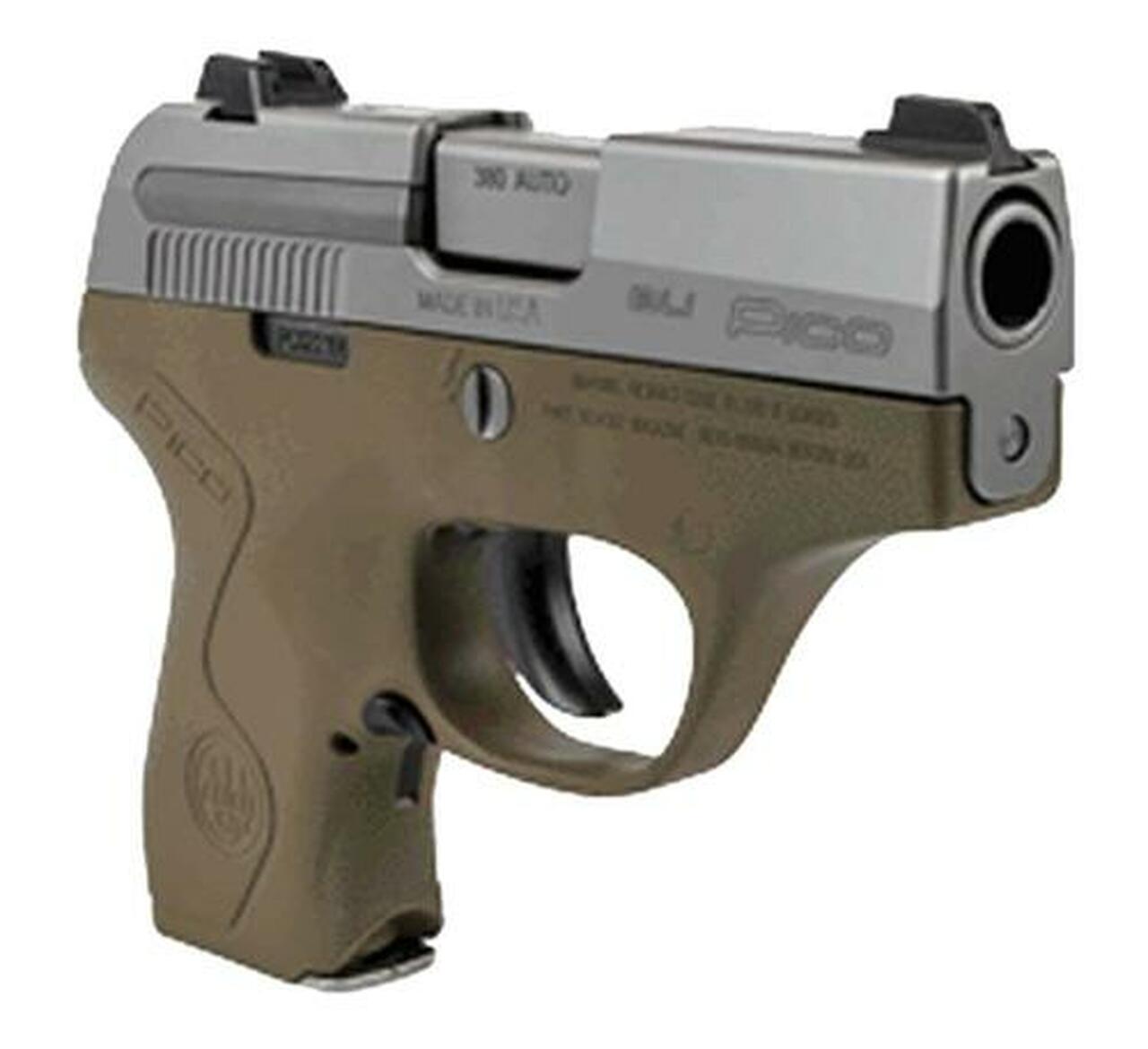 Beretta Pico .380 ACP, 2.7″, 6rd, Adjustable Sights, Dark Earth/Inox
