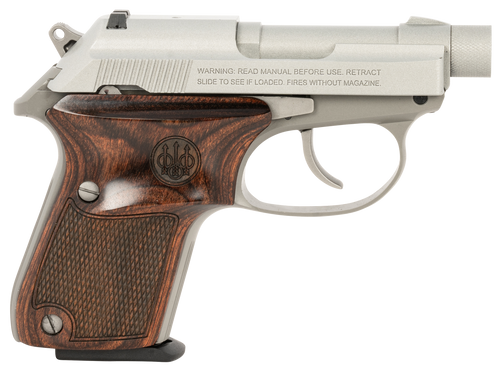 Beretta Tomcat Ghost Buster 32 ACP, 2.9″ Threaded Barrel, Stainless Frame, Wood Grips, 7rd
