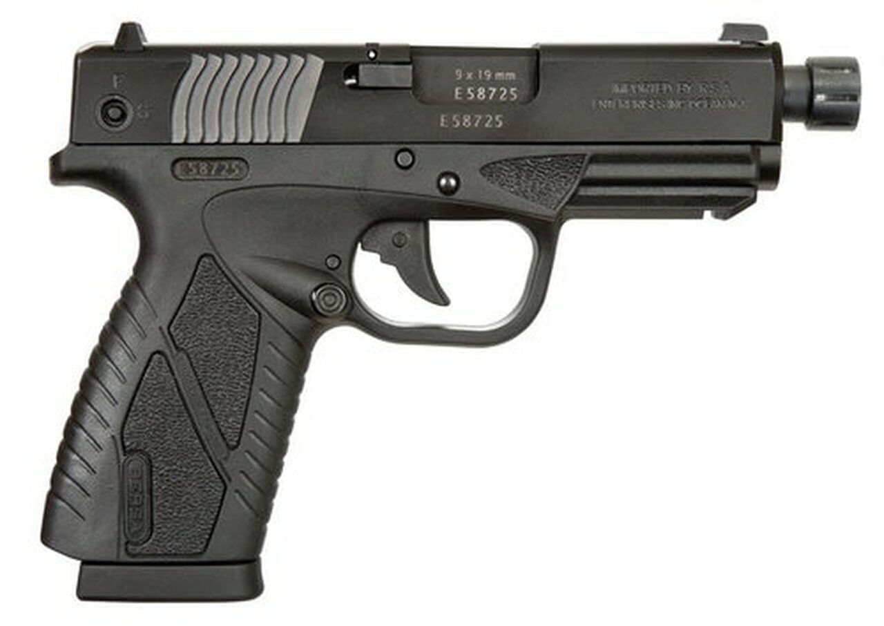 Bersa BPCC 9mm, 4″ Barrel, Integral Grip, Black Frame, Black Steel Slide, 8rd