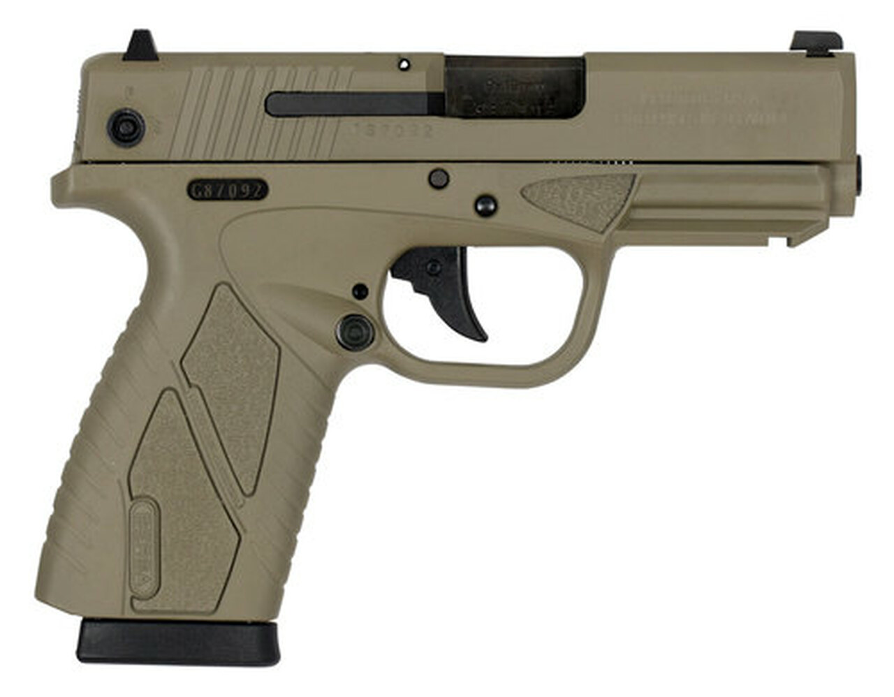 Bersa, Conceal Carry, Compact, 9mm, 3.2″ Barrel, Flat Dark Earth, Polymer Frame, Fixed Sights, 8Rd, 1 Magazine