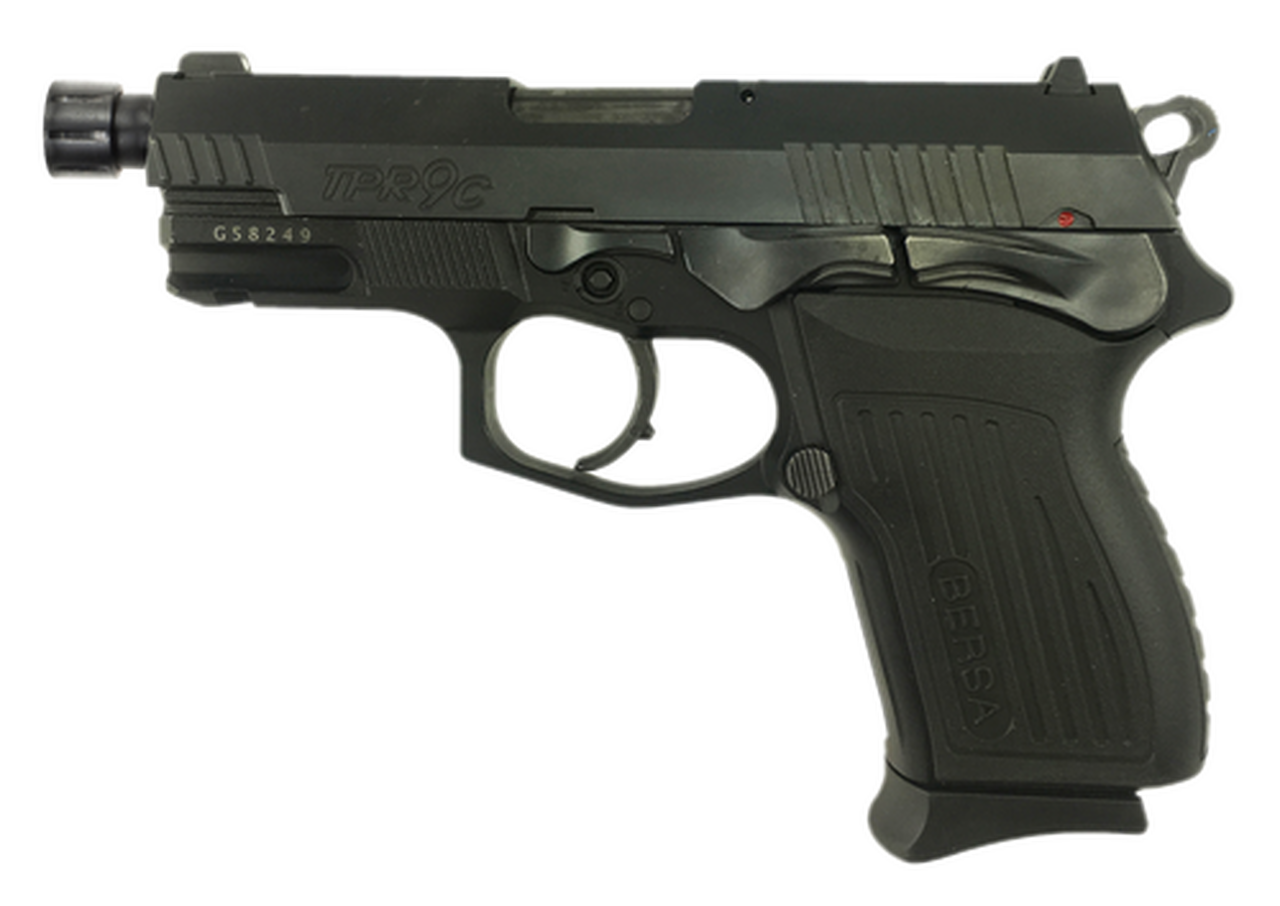 Bersa TPR9C Compact 9mm, 4.1″ Barrel, Black, Steel Slide, 13rd