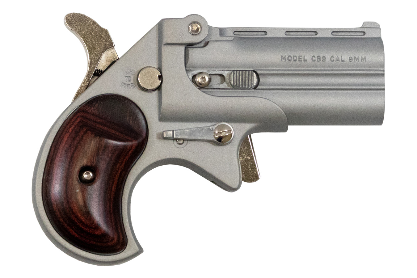 Big Bore 9mm Derringer with Satin Finish and Rosewood Grips