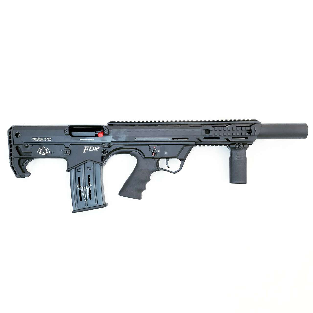 Black Aces Tactical Bullpup 12 Gauge, 18.5 Inch Barrel. 2 – 5 rnd Mags, Black Synthetic