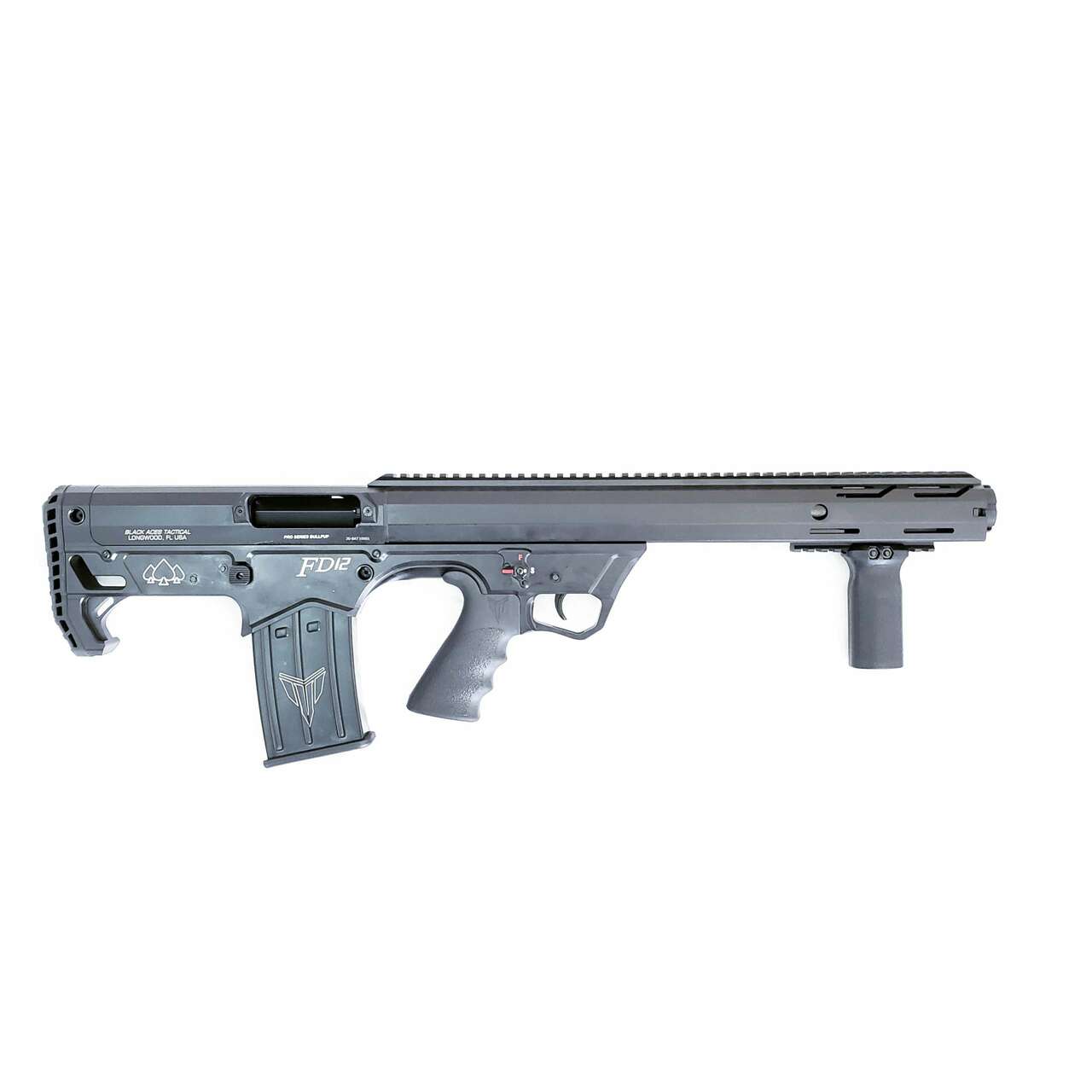 Black Aces Tactical Bullpup 12 Gauge Pump, 18.5 Inch Barrel. 2 – 5 rnd Mags, Black Synthetic