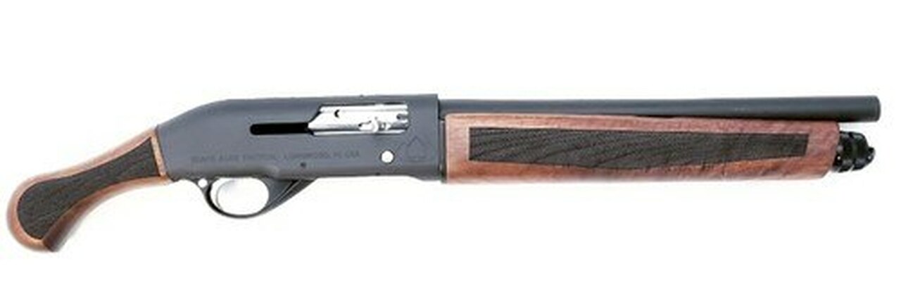 Black Aces Tactical Pro Series S Semi-Auto 12 Ga, 14″ Barrel, Shockwave Stock, Walnut/Black, 4rd