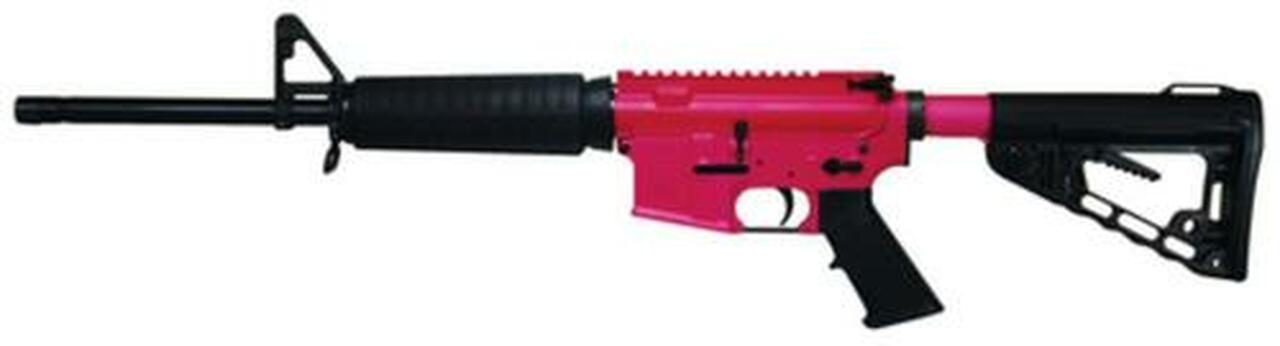 Black Forge Tactical BLF15 Youth M4 5.56 16″ Barrel Rogers Super-Stoc, Pink Receiver, 10 Rd Mag