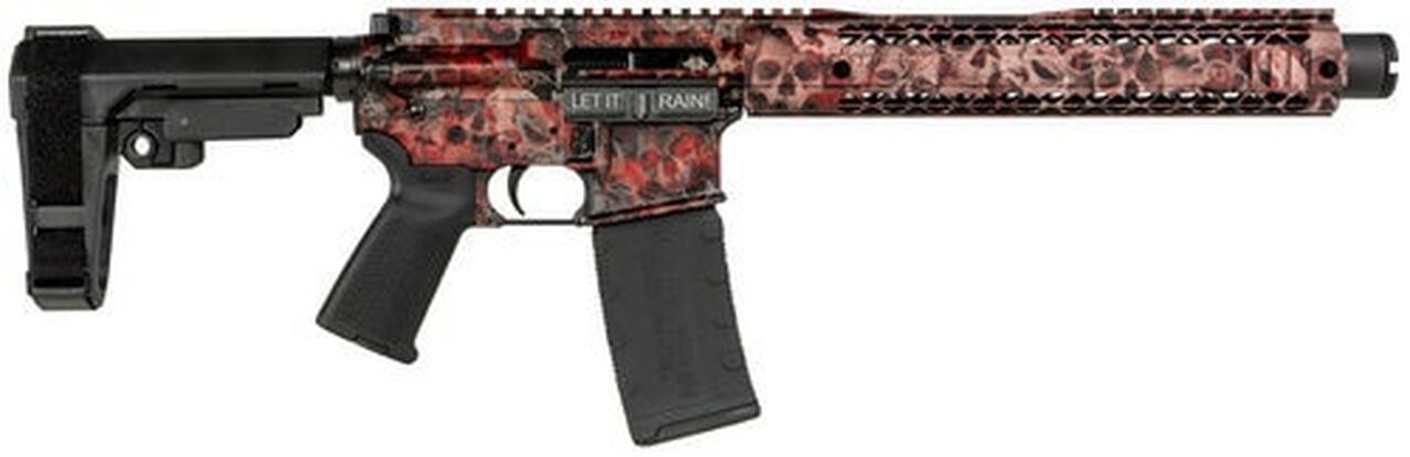 Black Rain Crypt AR Pistol .300 Blackout, 10.5″ Barrel, Rubber Red Skulls, 30rd