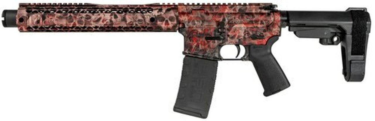 Black Rain Crypt AR Pistol .300 Blackout, 10.5″ Barrel, Rubber Red Skulls, 30rd