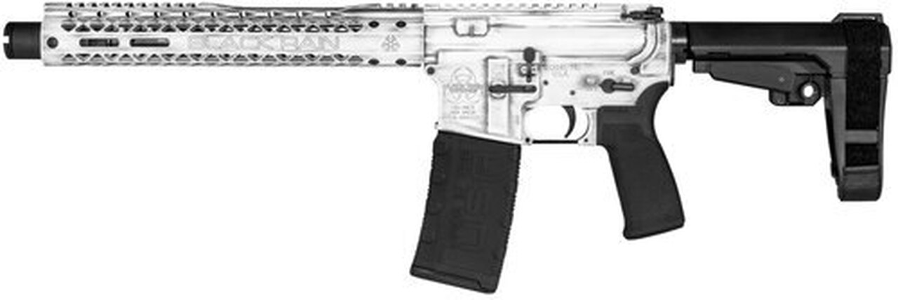 Black Rain Fusion AR Pistol 5.56/.223, 10.5″ Barrel, Rubber White Battleworn, 30rd