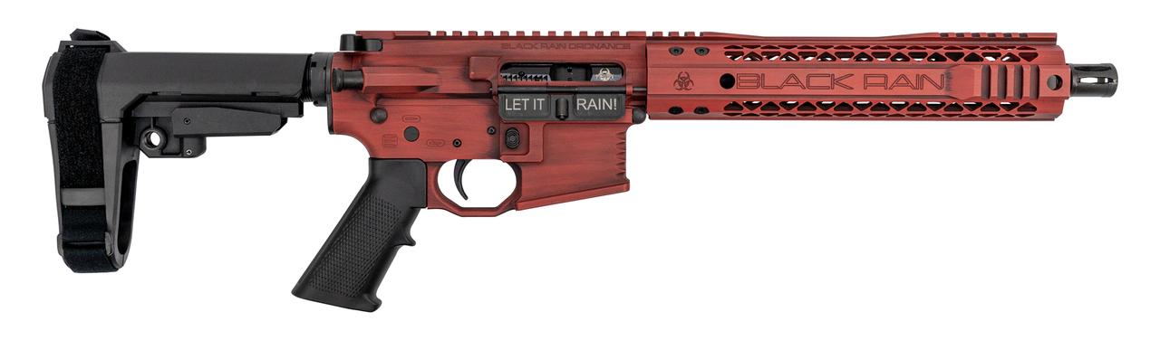 Black Rain Ordnance Fallout AR-15 Pistol, .223/5.56, 10.5″ Barrel, SBA3 Brace, Red, 30rd