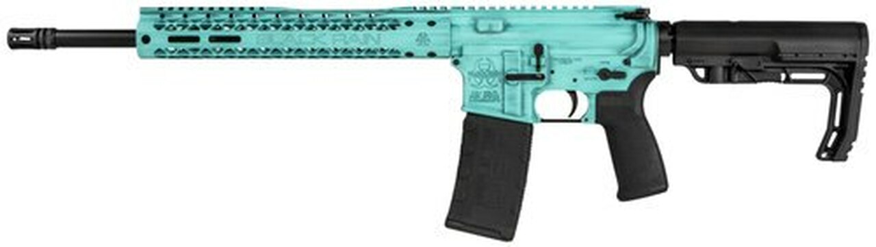Black Rain Ordnance Fusion 5.56/.223, 16″ Barrel, 6-Pos MFT Stock, Tiffany Blue Battleworn, 30rd