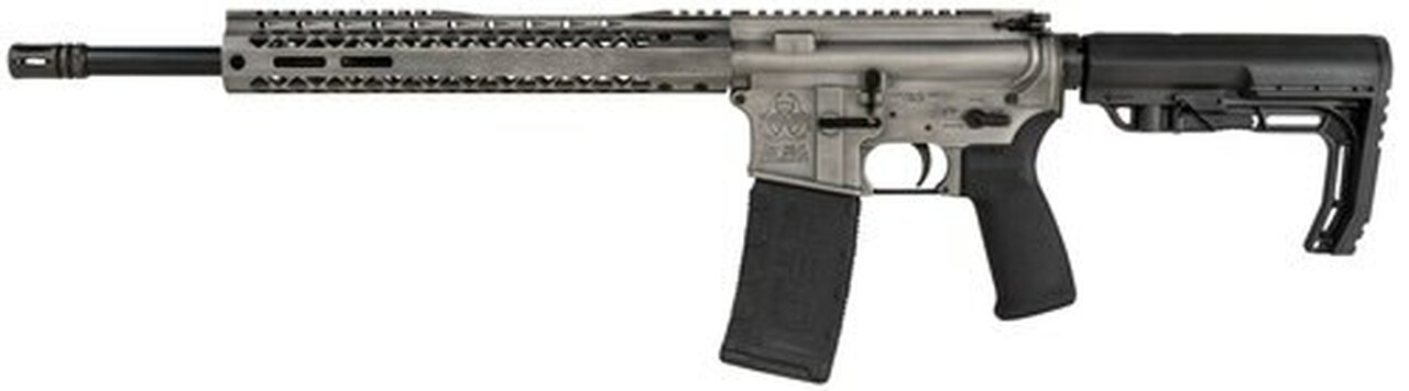 Black Rain Ordnance Fusion, 5.56/.223, 16″ Barrel, 6-Pos MFT Stock, Titanium Battleworn, 30rd