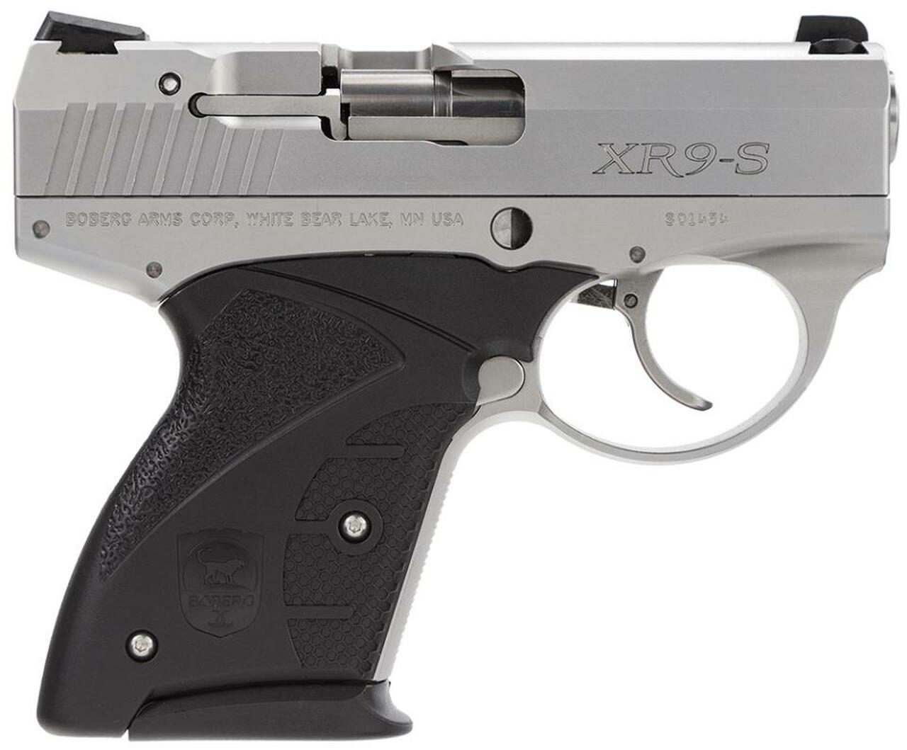 Boberg Platinum 9mm DAO, 3.35″ Barrel, Black Zytel Grip Nickel/Chrome, 7rdrd