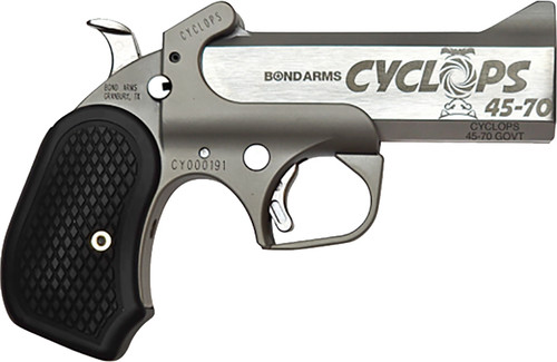 Bond Arms Cyclops 45-70 Gov, 4.25″ Barrel, Polished Satin Stainless Steel, Includes Leather Holster, 1rd