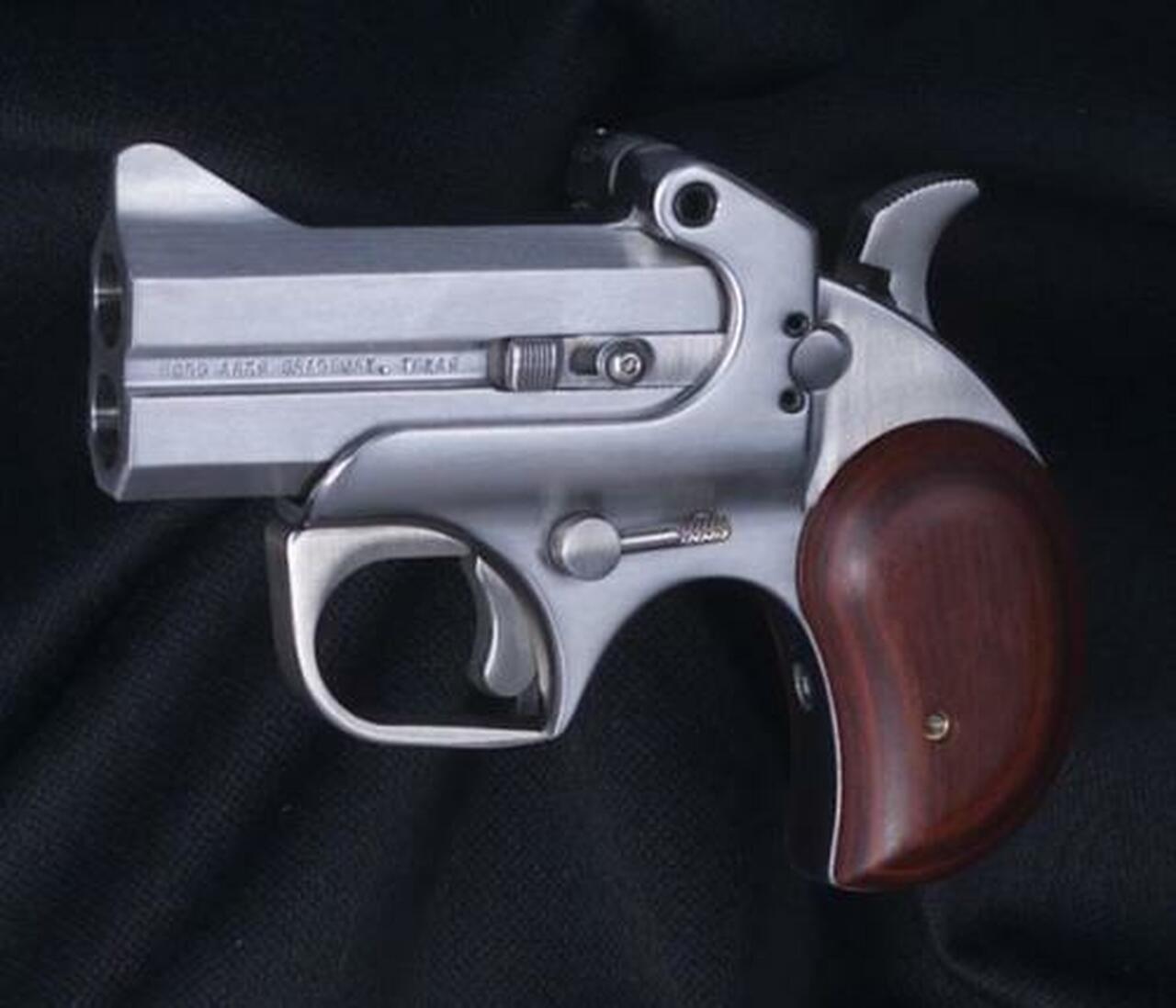 Bond Arms Texas Defender 410/45LC 3″ 2rd Lam Rosewood Grip Satin SS