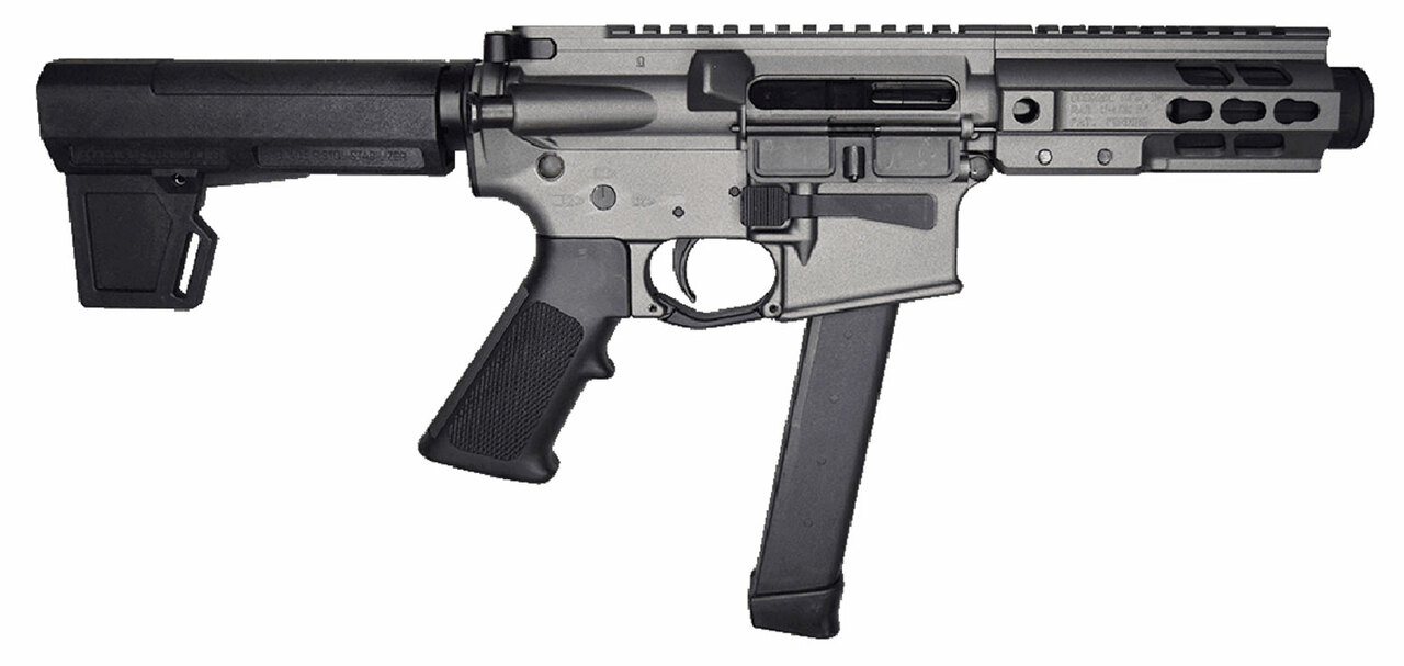 Brigade BM-9 9mm, 5.5″ Barrel, Rear Charge, Blade Brace, Tungsten Gray, 33rd