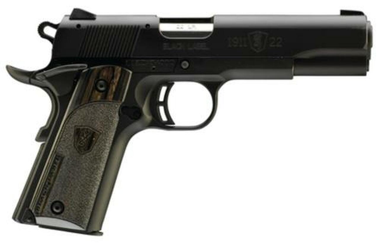 Browning 1911-22 A1 Black Label Laminate 22LR 4.25″ Barrel Composite Frame Black Laminated Grips 10 Rd Mag