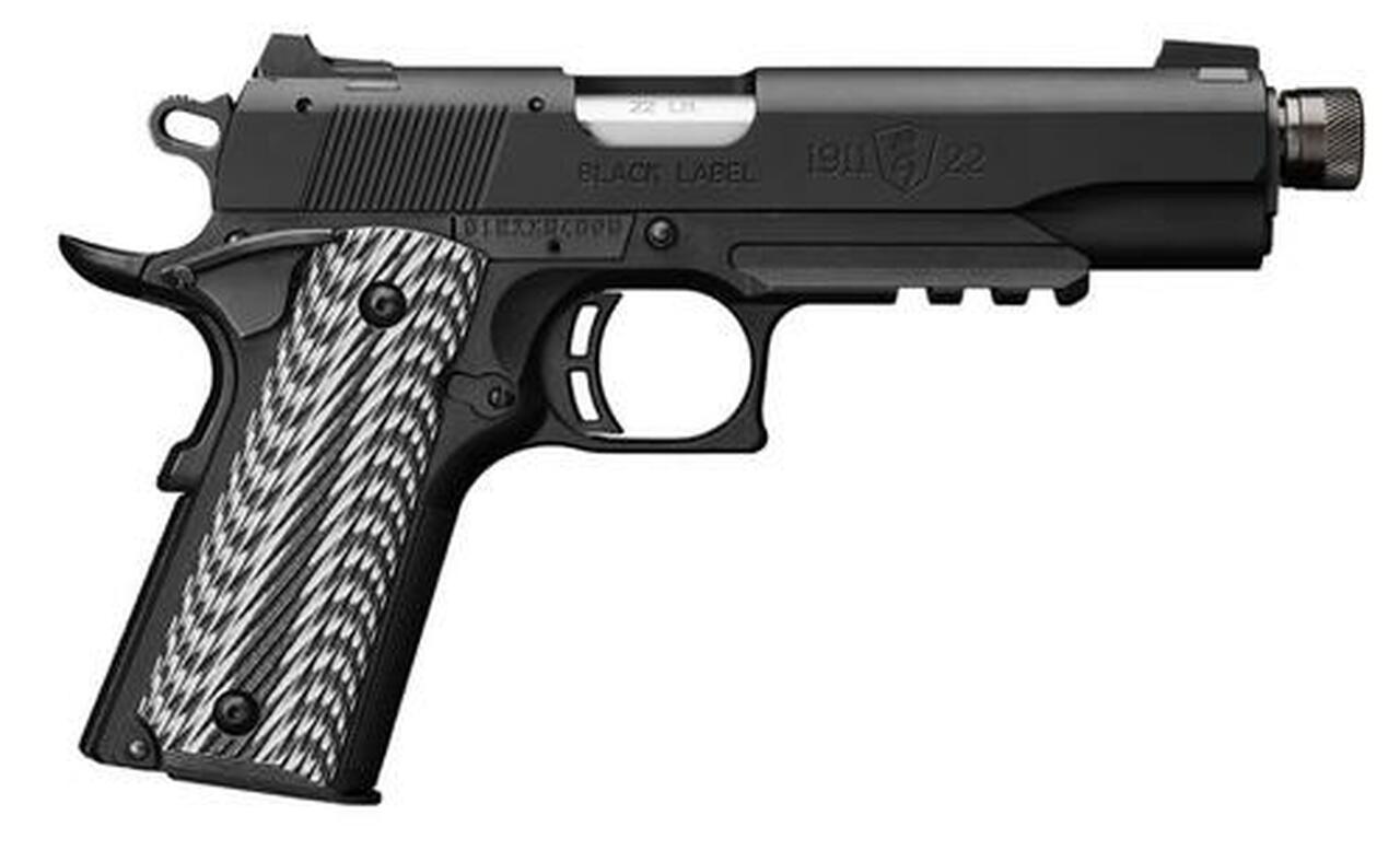 Browning 1911-22 Black G10 Grips 4.8′ Threaded Barrel, Silerncer Ready