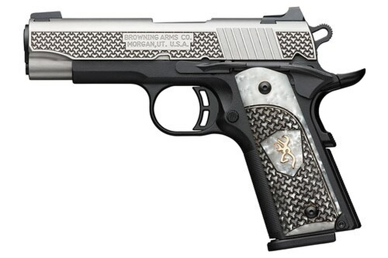 Browning 1911-380 Black Label, .380 ACP, 4.25″ Barrel, 8rd, Pearl Grips, Black/Stainless