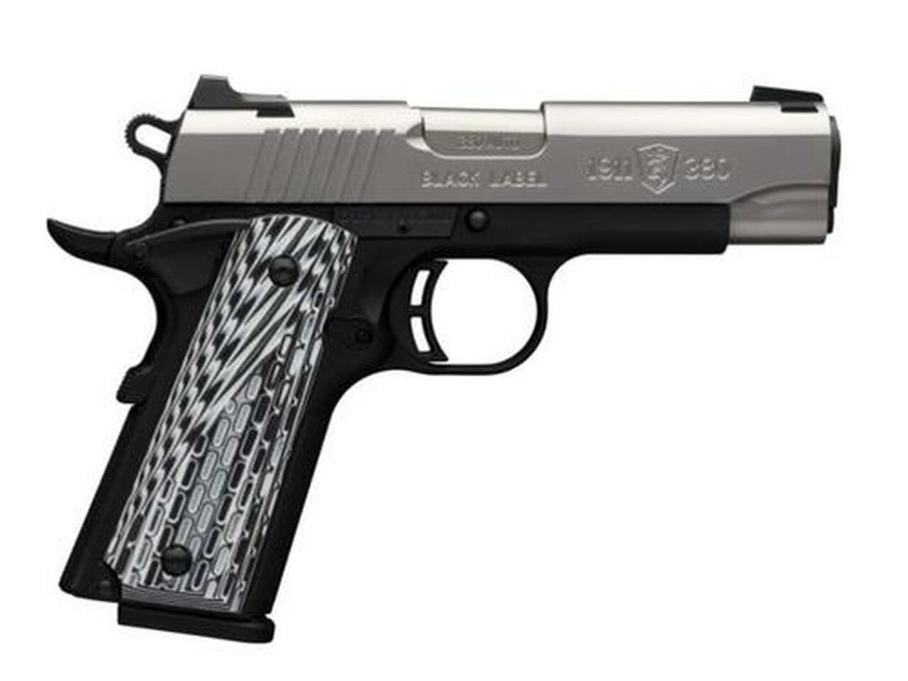 Browning 1911-380 Black Label Pro Compact Single 380 ACP, SS, G10, Night Sights