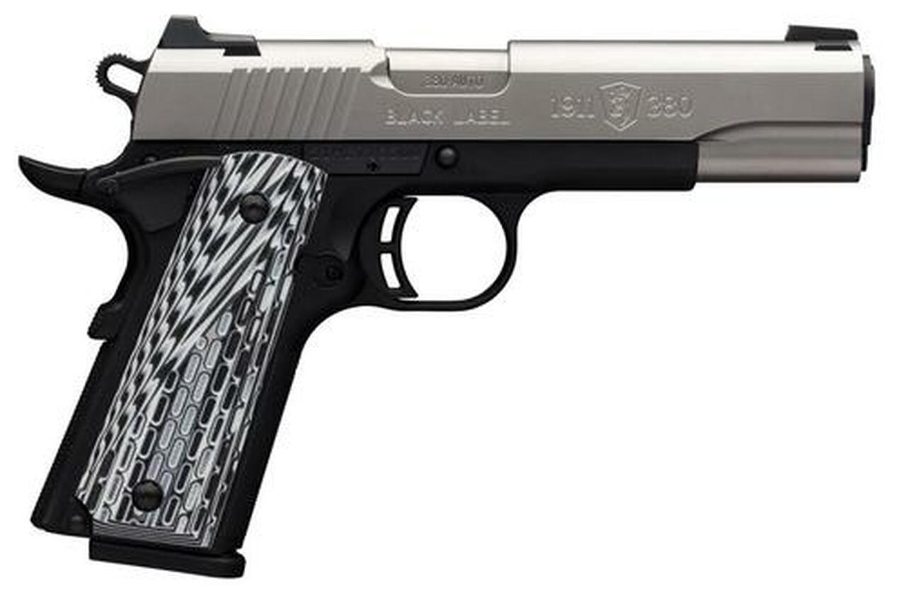 Browning 1911-380 Black Label Pro Single 380 ACP, SS, G10, Night Sights,, rd, 8 rd