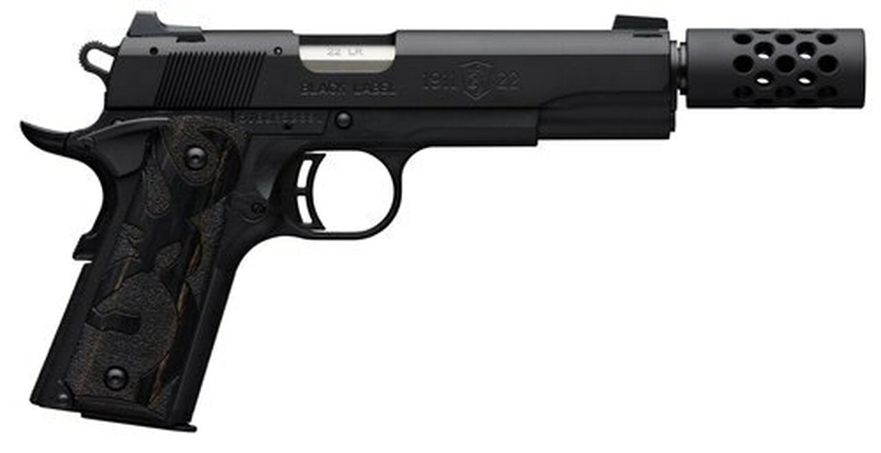 Browning 1911 Black Label 22 LR, 3-Dot Sight, 4 7/8″ Barrel, Suppressor Ready