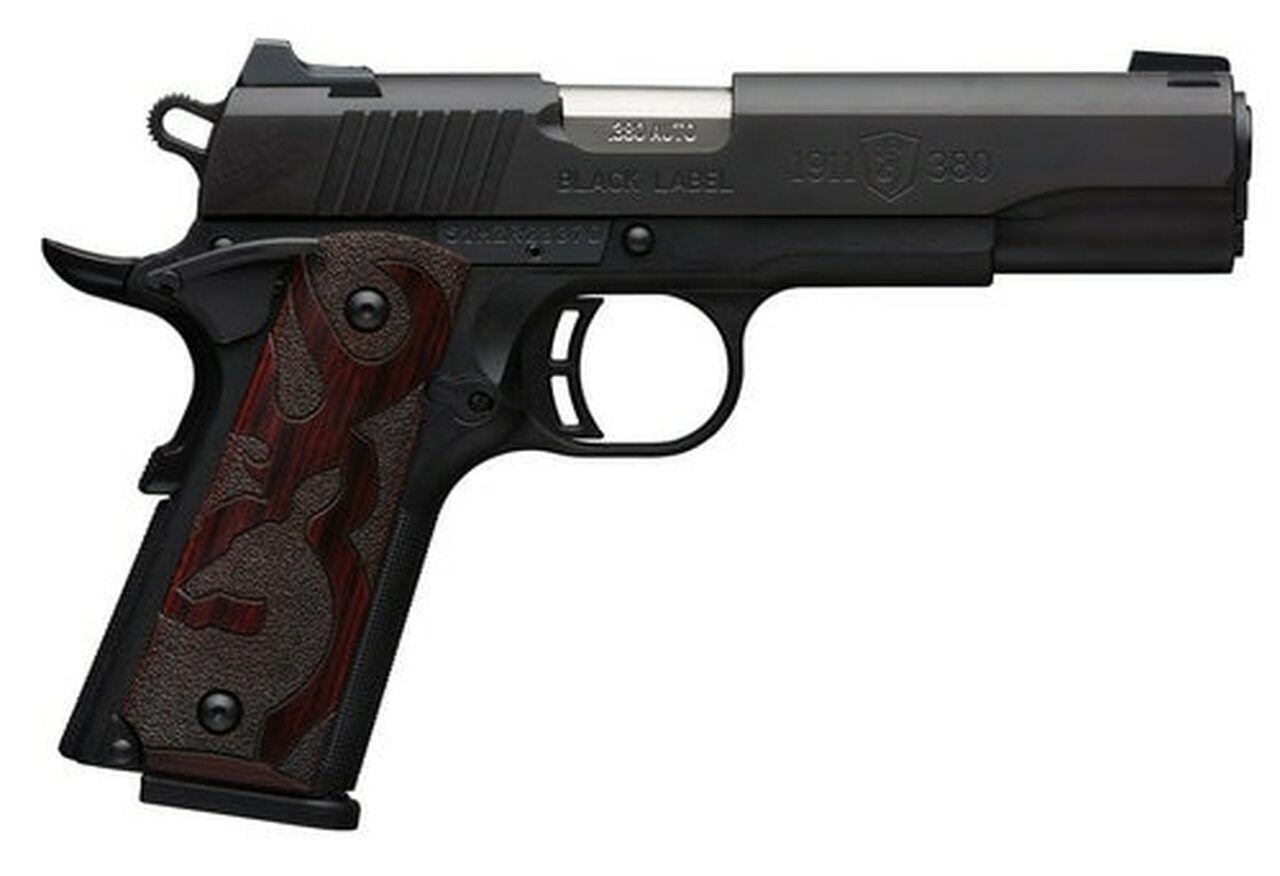 Browning 1911 Black Label, .380 ACP, 3.625″, 8rd, Wood Grips, Black