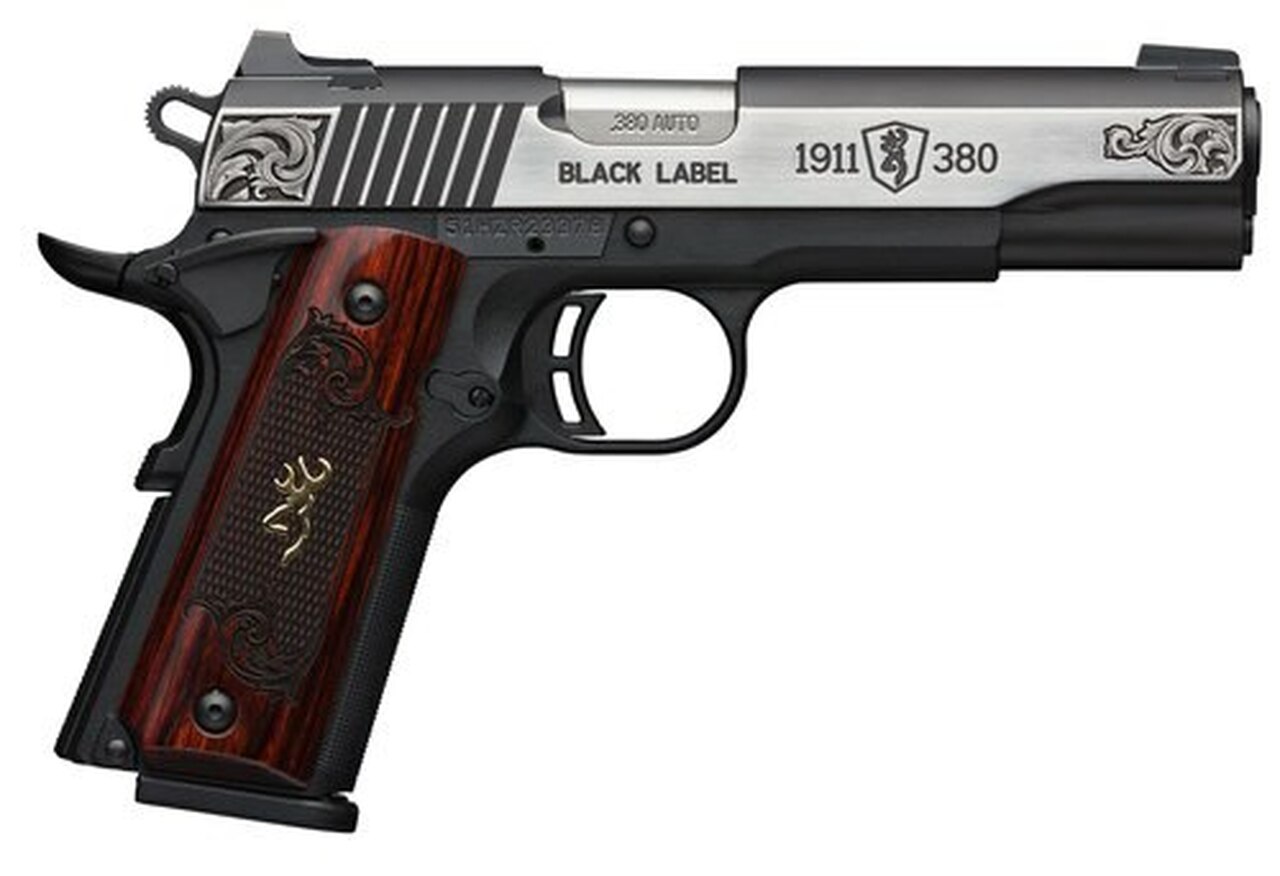 Browning 1911 Black Label Engraved Medium 380 ACP, 3-Dot Sight, 4.25″ Barrel