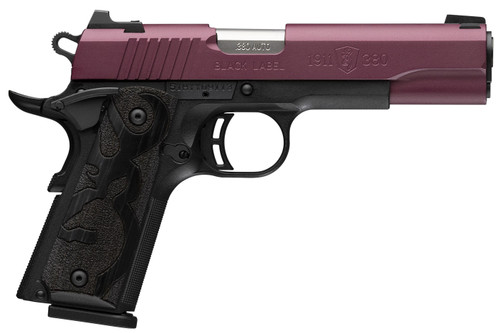 Browning Black Label 1911 380 ACP, 4.25″ Barrel, Black Cherry Cerakote, Black Frame, 10rd