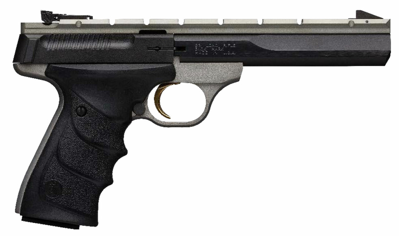 Browning Buck Mark .22 LR, 5.5″ Barrel, Black Ultragrip RX, Grey, 10rd