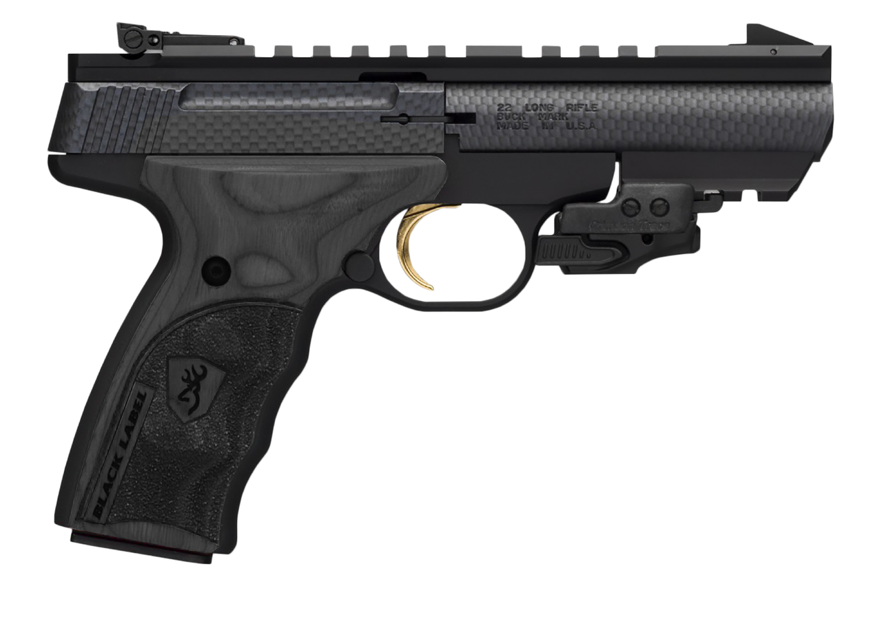 Browning Buck Mark Black Label Carbon Fiber .22 Long Rifle 4″rd Barrel Crimson Trace Laser Matte Black 10rd