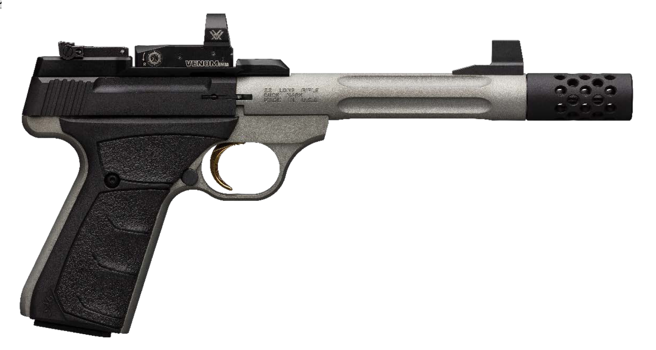 Browning Buck Mark Lite Competition 22 LR 5.90″, Matte Gray Black Aluminum Alloy Slide Black Ultragrip FX Grip with Vortex Venmon Red Dot, 10 rd