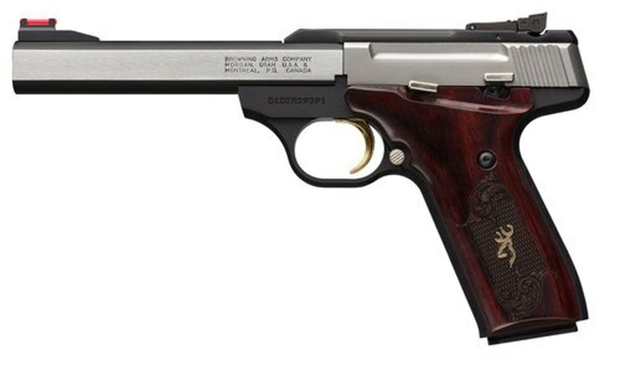 Browning Buck Mark, Medallion Rosewood 22 LR, 9.5″ Barrel, Aluminum Frame, Stainless Finish, Rosewood Grip, 10Rd