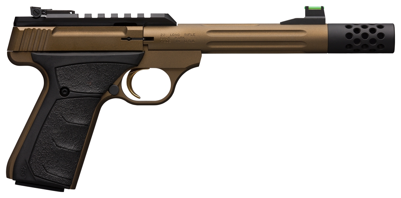 Browning Buck Mark Plus Speed .22 LR, 5.9″ Barrel, Burnt Bronze Cerakote, 10rd, Ultragrip FX Grip