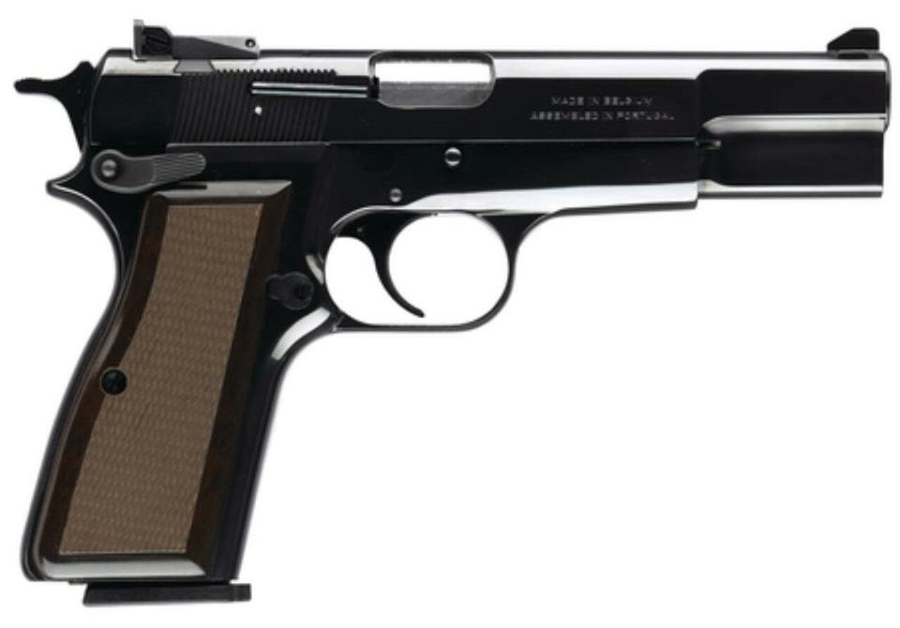 Browning HiPower Standard 9mm 4.62″, FS Walnut Grip Blued, 10 rd