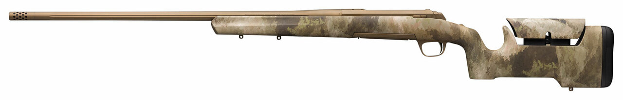 Browning, X-Bolt, Hell’s Canyon Max Long Range, Bolt, 6.5 Creedmoor, 26″ Barrel, Threaded 5/8X24, Muzzle Brake, Burnt Bronze Cerakote, A-TACS AU Camo Stock with Adjustable Cheek Riser, Right Hand, 4Rd