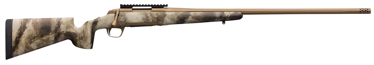 Browning X-Bolt Hells Canyon Speed Long Range 6.5 PRC 4+1 26″ A-TACS AU Camo Fixed McMillan Game Scout Stock Burnt Bronze Cerakote Right Hand Muzzle Brake