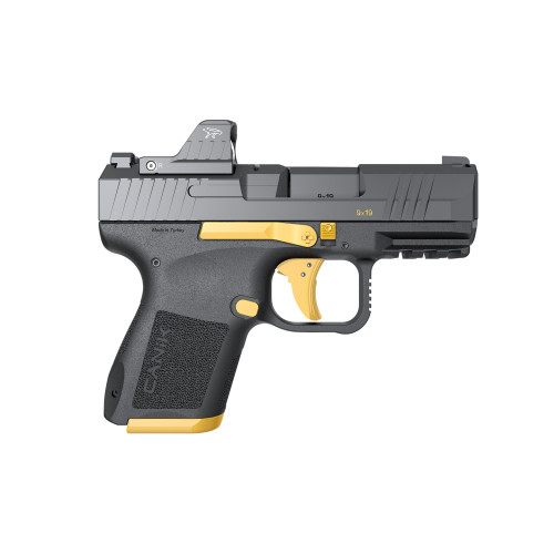 Canik METE MC9 9mm, 3.18″ Barrel, Black w/ Gold Accents, MeCanik MO1 Red Dot, 15rd