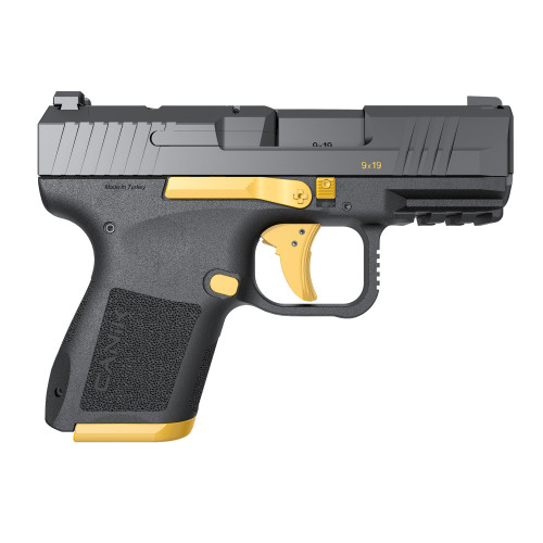 Canik Mete MC9 9mm, 3.18″ Barrel, Black w/ Gold Accents, Optic Ready, 15rd