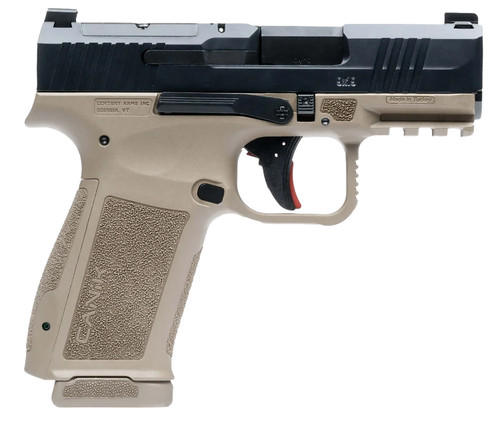 Canik METE MC9L 9mm, 3.18″ Barrel, Flat Dark Earth Frame, Black Slide, Custom Holster, 17rd
