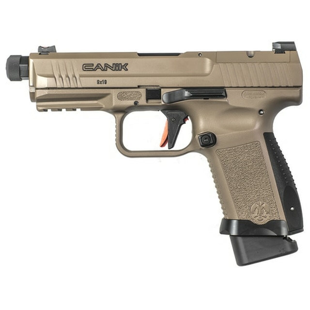 Canik TP9 Elite Combat 9mm Single 4.78″ Threaded Barrel,, /18+1 Desert Tan Interchangeable Backstrap Grip Polymer Frame Desert Tan Cerakote Slide, 15 rd