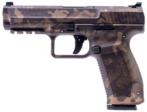 Canik TP9SF 9mm, 4.46″ Barrel, Woodland Bronze Camo, 18rd