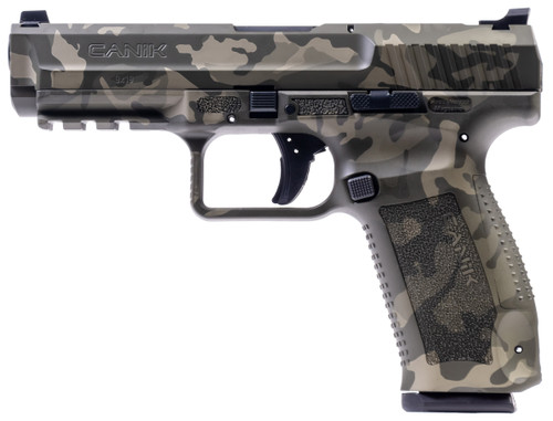 Canik TP9SF 9mm, 4.46″ Barrel, Woodland Camo, Includes Holster, 18rd