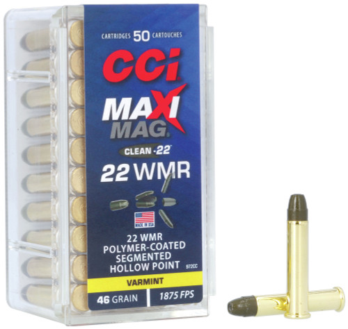 CCI Maxi-Mag 22 Magnum, 46gr, Polymer Coated Segmented Hollow Point, 50rd Box