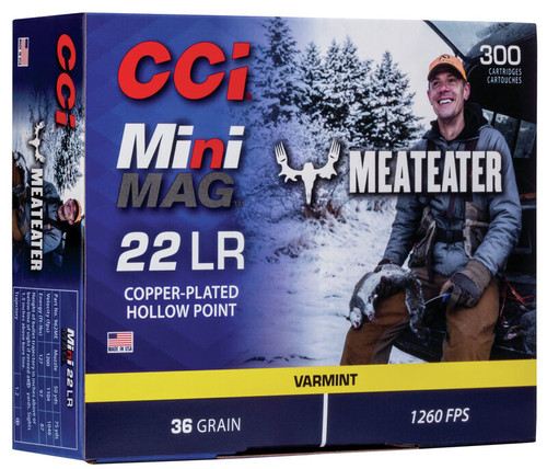 CCI Mini-Mag MeatEater 22 LR, 36gr, Copper Plated Hollow Point, 300rd Box